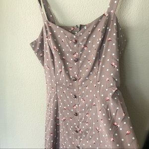 Eva Mendes taupe floral belted dress 14